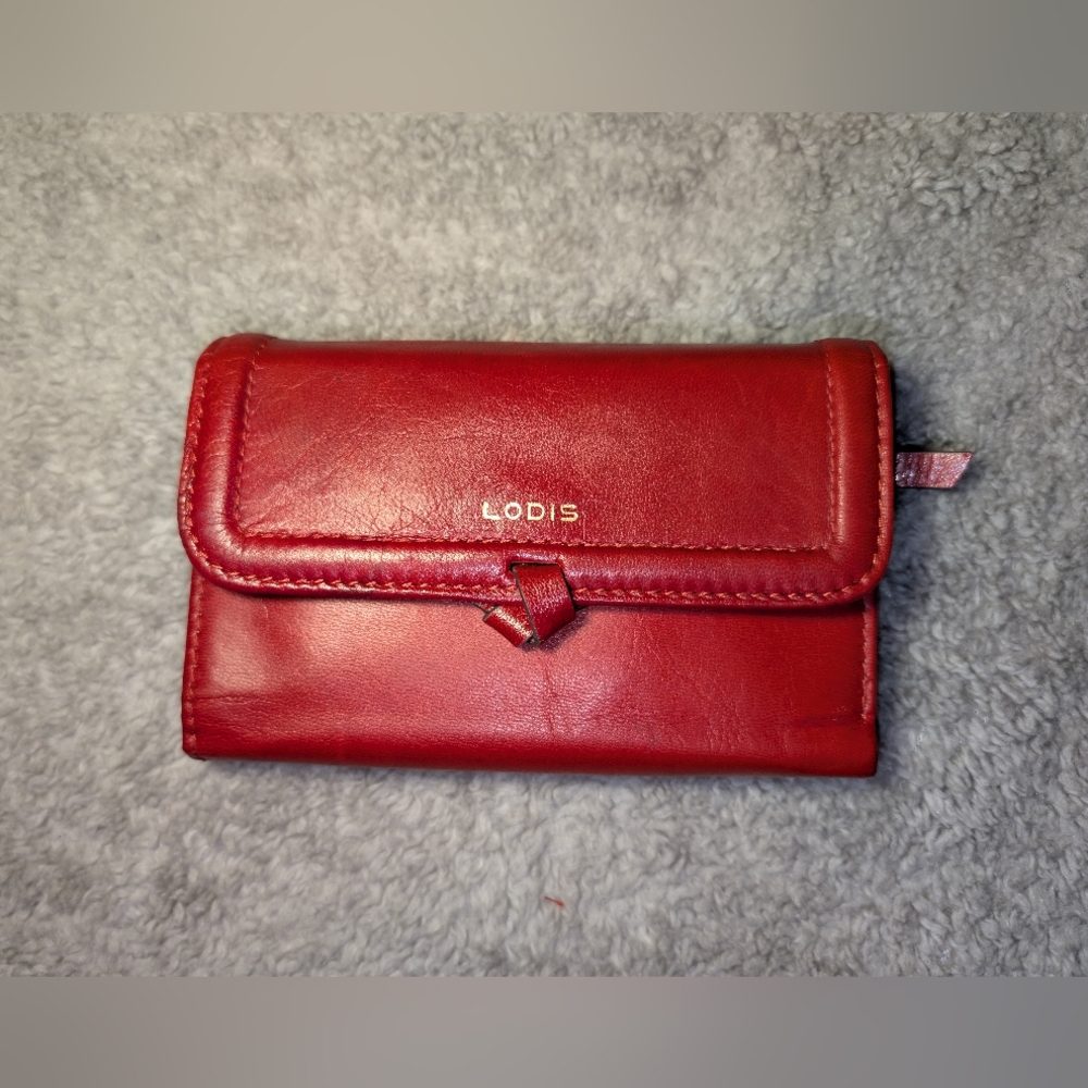 ❣️LODIS❣️ Genuine Leather Red Elia Medium Flap Wallet